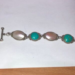 Carolyn Pollack Relios Sterling Silver, Turquoise and Mother of Pearl Bracelet